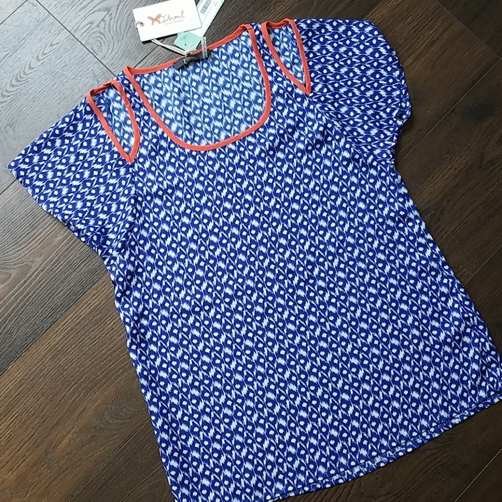 THML Blue and Orange Patterned Blouse